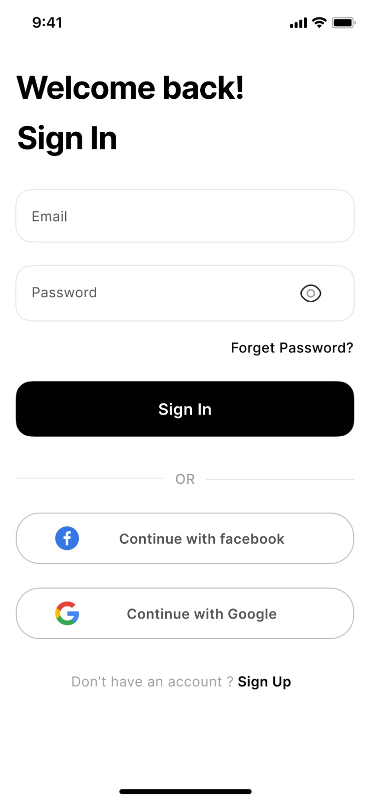 A light-mode mobile login screen from a different app